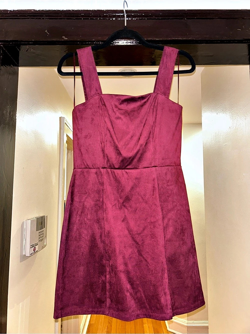 Mini Dress in Maroon - Suede